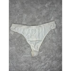 NWOT White Tactel Nylon Microdenier Thong Low Rise Made In Israel Size S